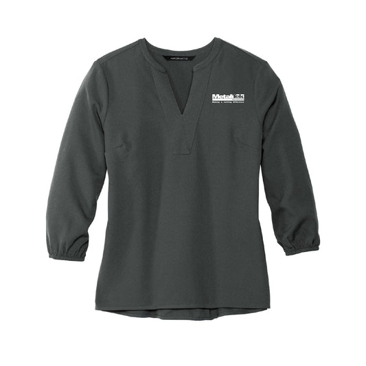 Mercer+Mettle Women's Stretch Crepe 3/4-Sleeve Blouse